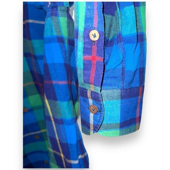 Giannetto Portofino Blue & Green Plaid Flannel Button Down - Picture 7 of 10